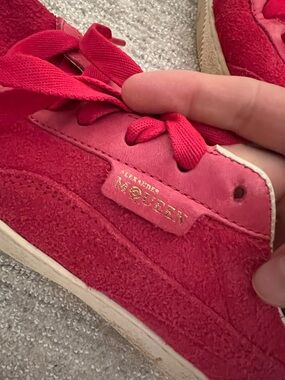 Alexander McQueen Women’s Bright Red Suede Lace-Up Sneakers